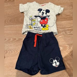 Primark Mickey Mouse set shirt shorts 12-18M 12M 18M